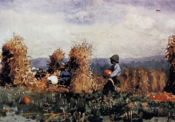 Winslow Homer Painting - The Pumpkin Patch Realism painter Winslow Homer